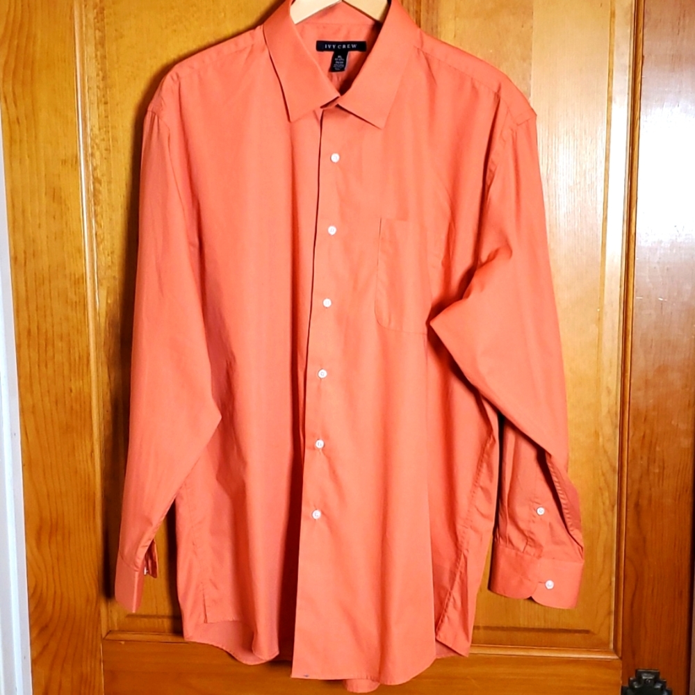 IVY CREW XL 17 - 17.5 34/ 35 ORANGE LONGSLEVE BUTTON UP